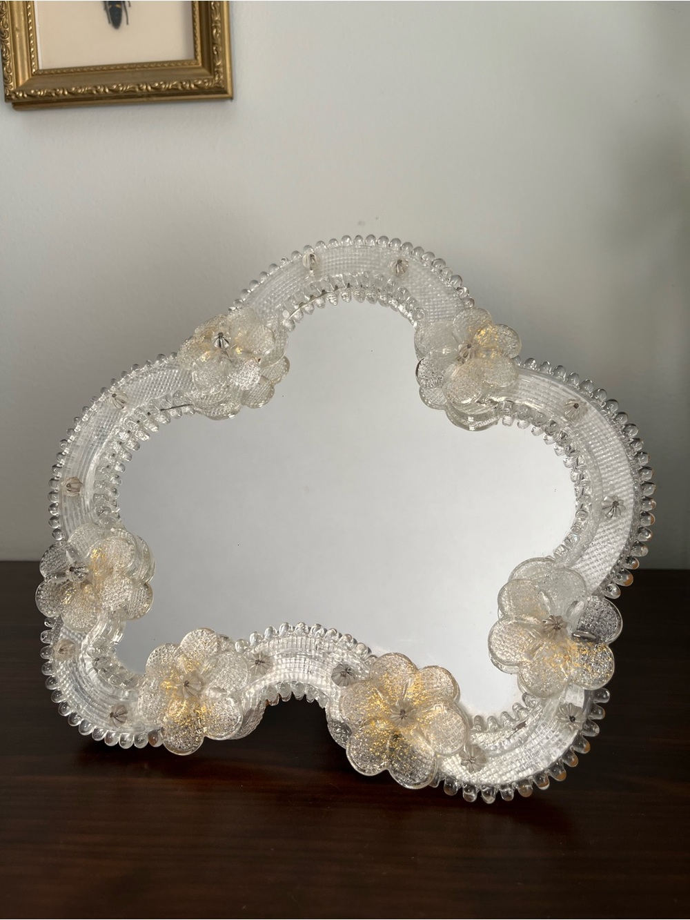 Italian Venetian Murano Art Glass Vanity Dressing Mirror Italy Venice 1950’s